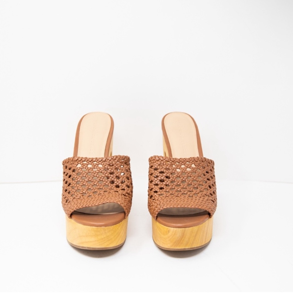 Women's Tan Woven Platform Sandals